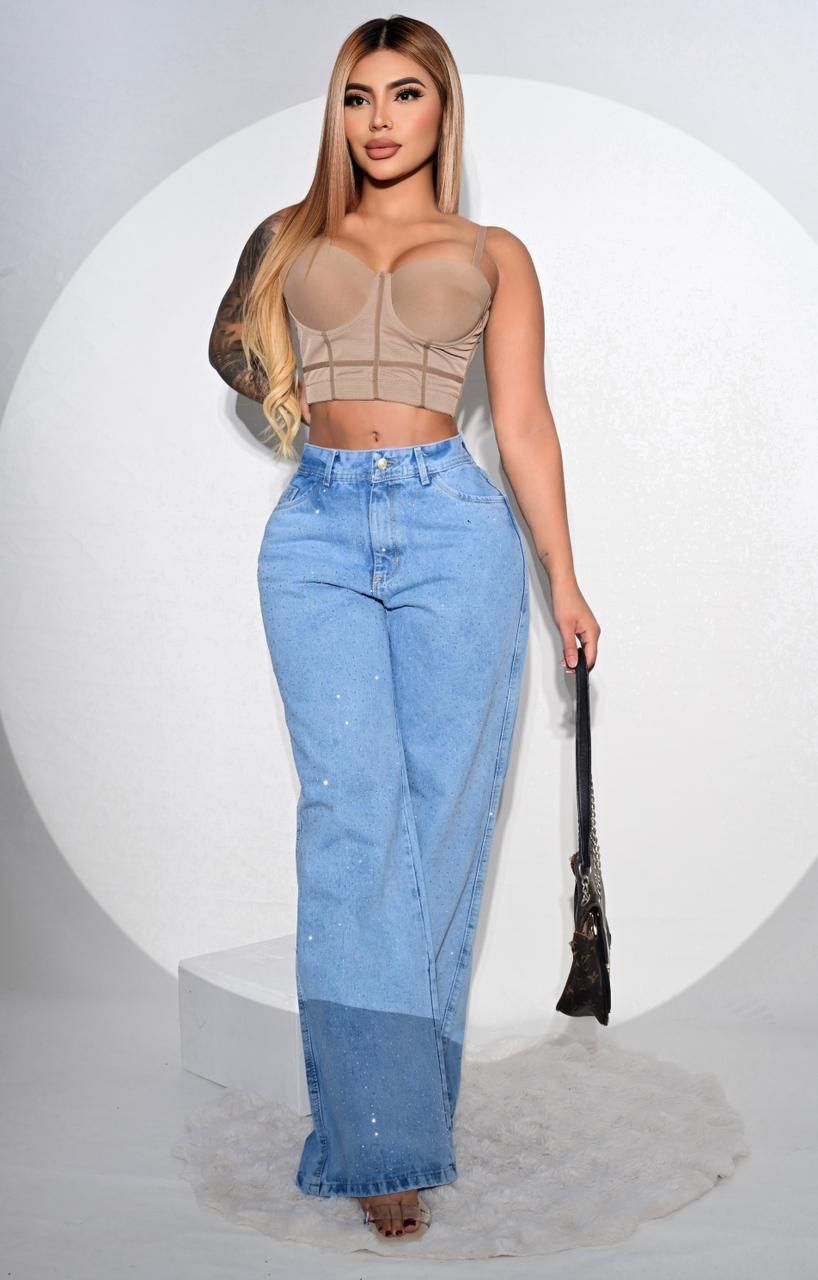 Pantalón Jeans Oversize Brillos